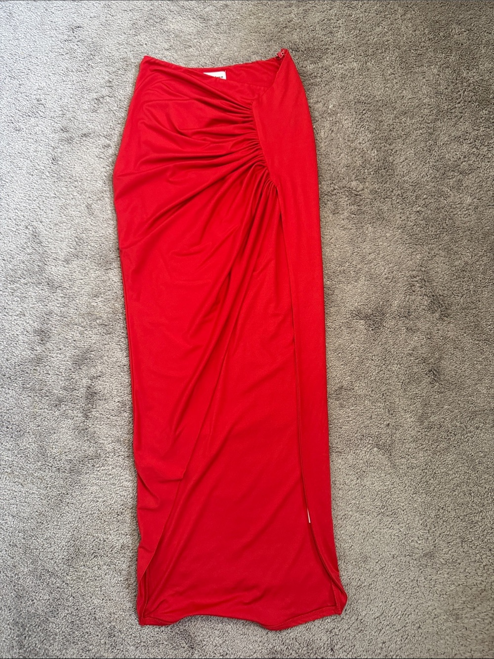 superdown Red Ruched Maxi Skirt